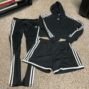 3 pc adidas set- hoodie, leggings and shorts